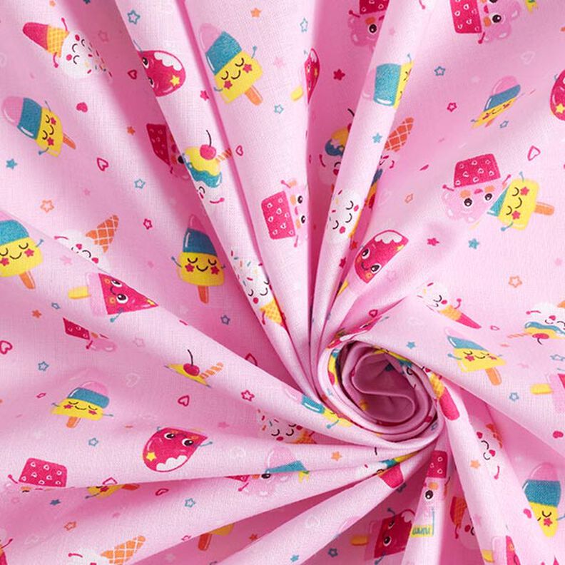 Katoenen stof Cretonne IJs – roze,  image number 3