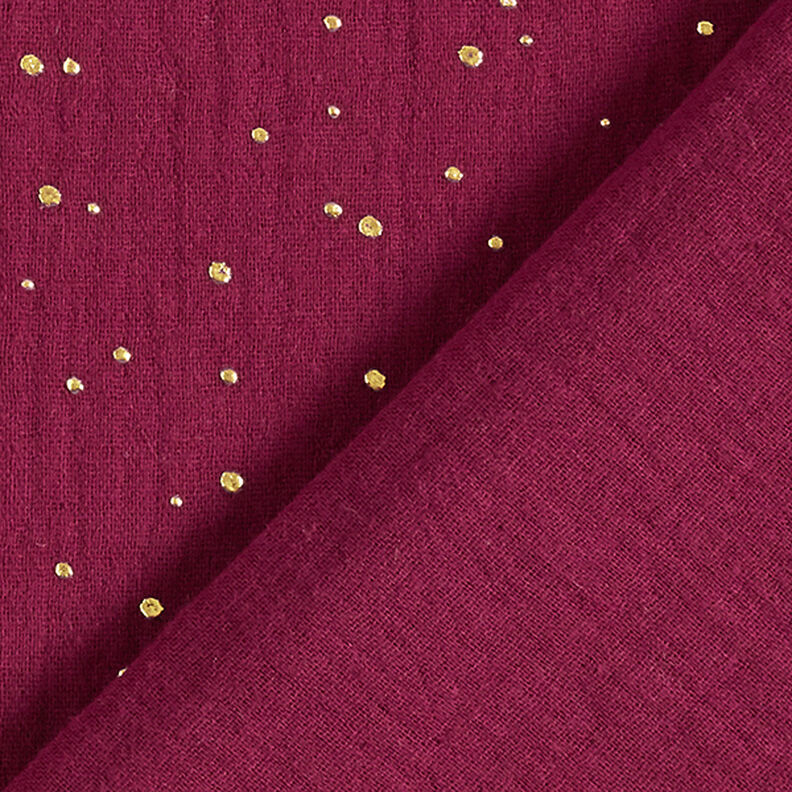 Katoenen mousseline verspreide gouden vlekken – bordeauxrood/goud,  image number 4