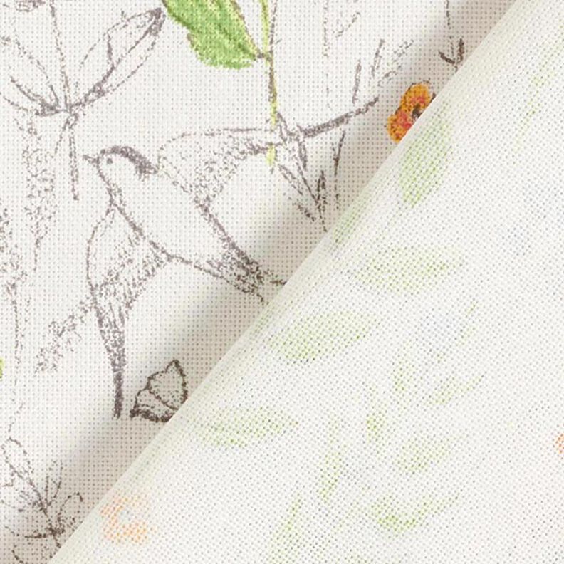 Decostof Half panama getekende wilde bloemen – wit/roze, image number 4