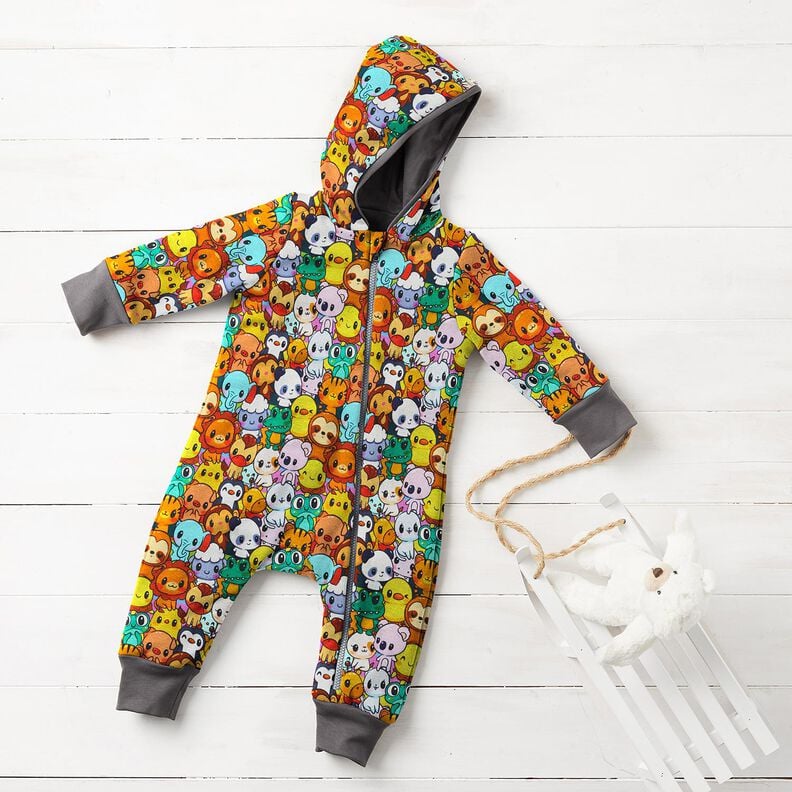 Alpenfleece schattige dierenbende Digitaal printen – citroengeel,  image number 5