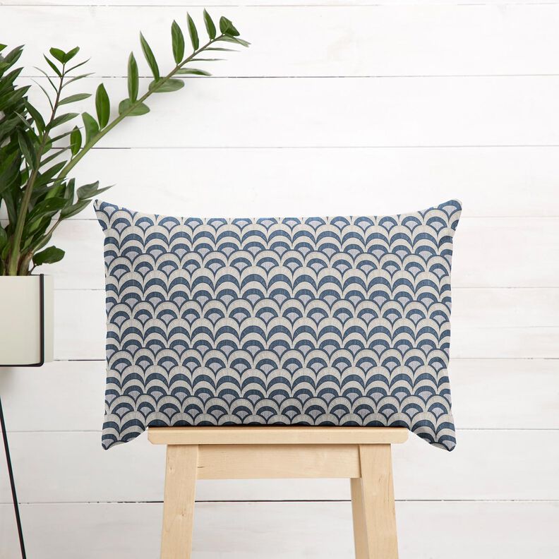 Katoenen stof Popeline elegante bogen – blauwgrijs/licht taupe, image number 6