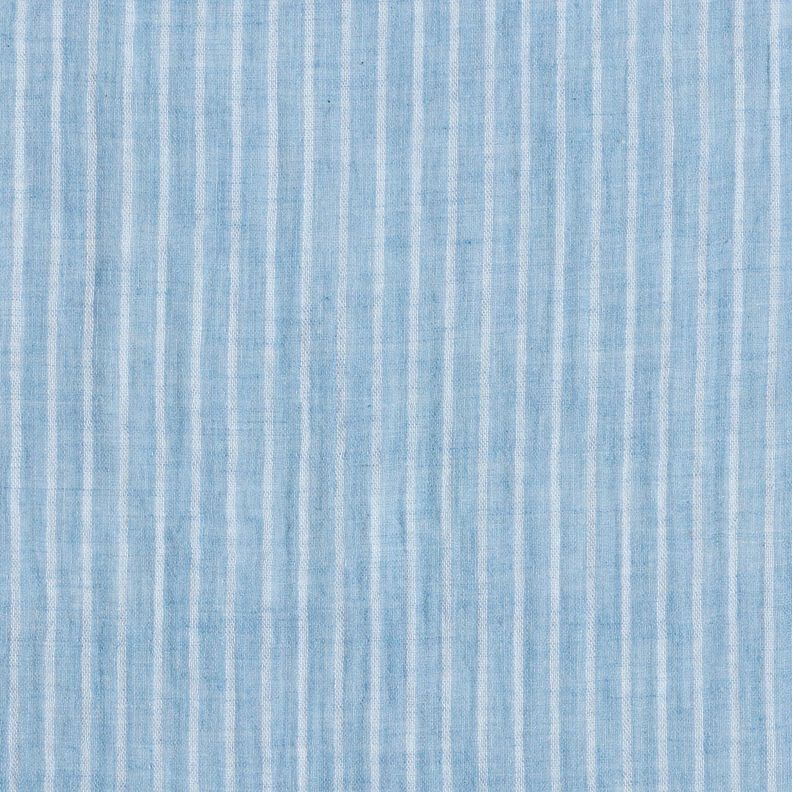 Mousseline/dubbel gehaakte stoffen garengeverfde strepen | Poppy Fabrics – stralend blauw/wit,  image number 1