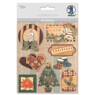 3D-sticker Rustieke kerst  – kleurenmix, 