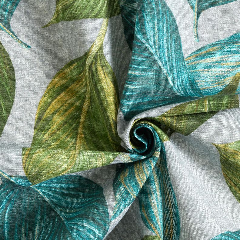 Decostof Canvas Ficusbladeren – blauwe spar/grijs, image number 3
