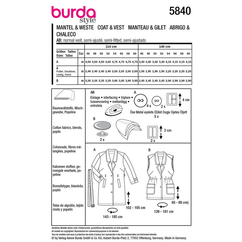 Jas / Vest | Burda 5840 | 46-60,  image number 9