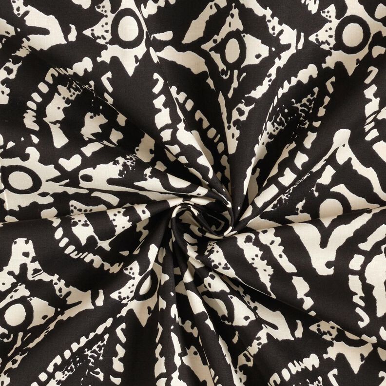 Blousestof abstract groot patroon – zwart/wit,  image number 4