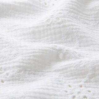 Mousseline/dubbel gehaakte stoffen Los borduursel Bloemen – wit, 