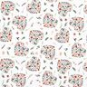 Katoenen stof Perkal -katoen bloemen in harten – wit/roze,  thumbnail number 1