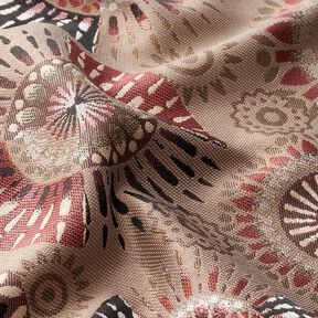 Decostof Jacquard elegante mandala – donkertaupe/roodbruin, 