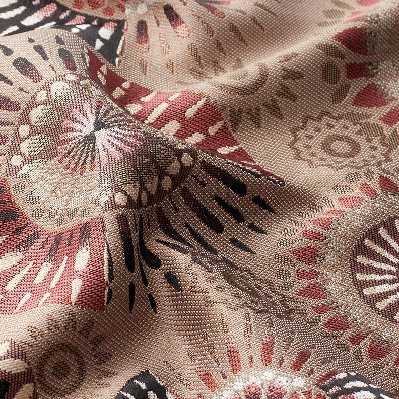 Decostof Jacquard elegante mandala – donkertaupe/roodbruin,  image number 2