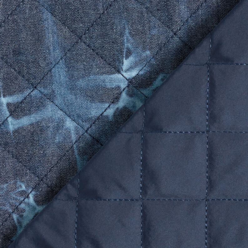 Doorgestikte stof chambray tie-dye – jeansblauw,  image number 5