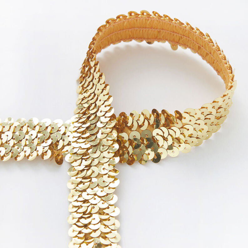 Elastisch paillettenband [30 mm] – goud,  image number 1