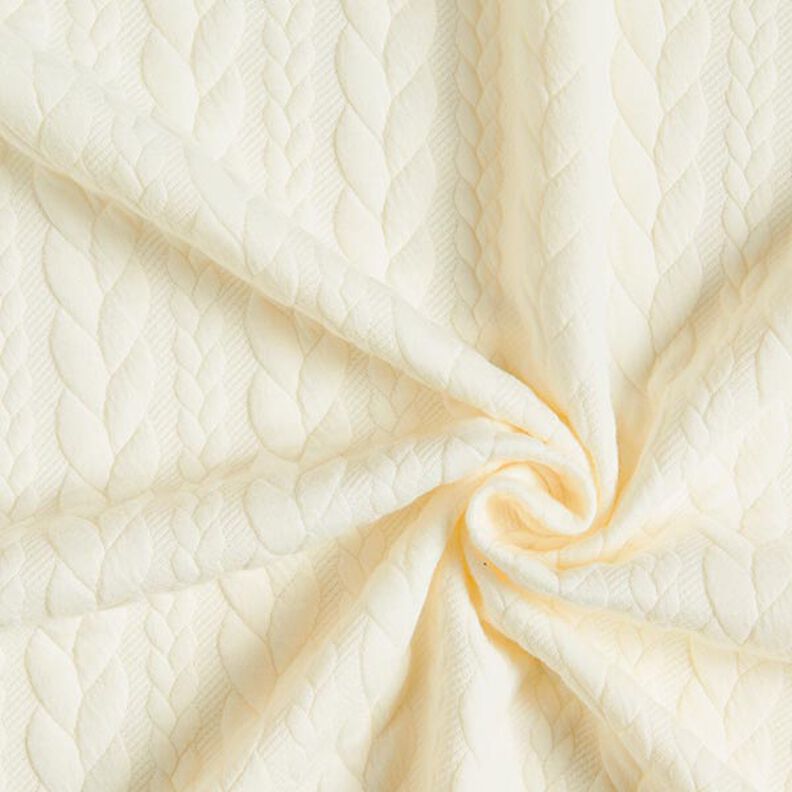 Jerseyjacquard cloqué kabelsteekpatroon – wit,  image number 3