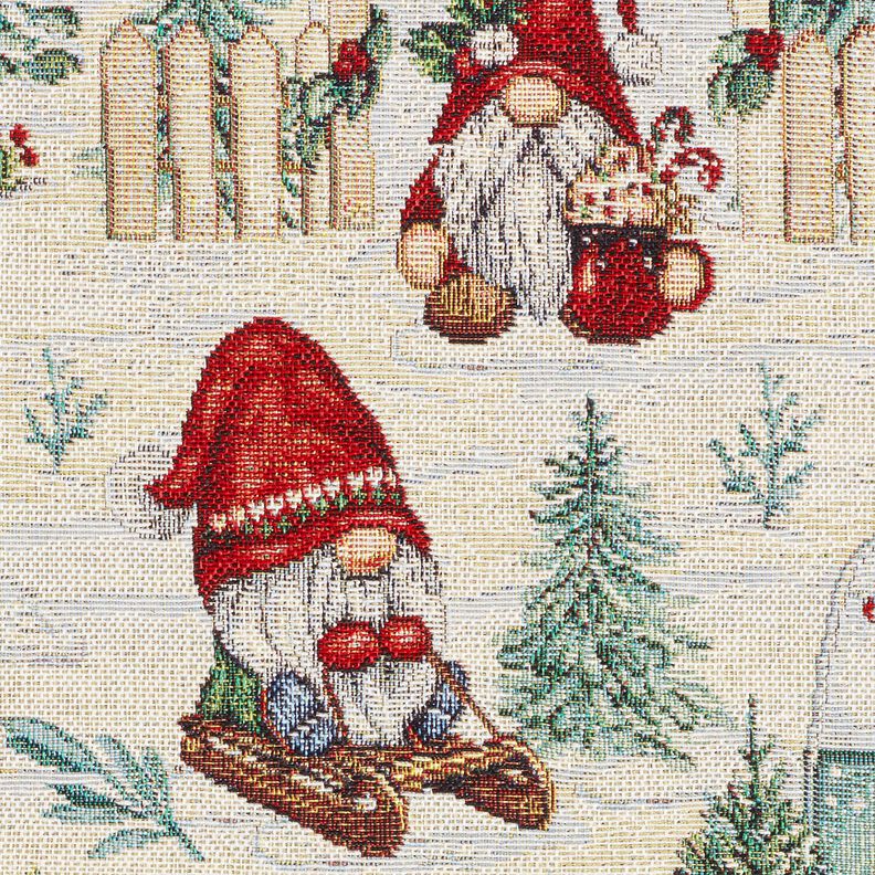 Decostof Gobelin Kerstkabouters – lichtbeige/rood, image number 6