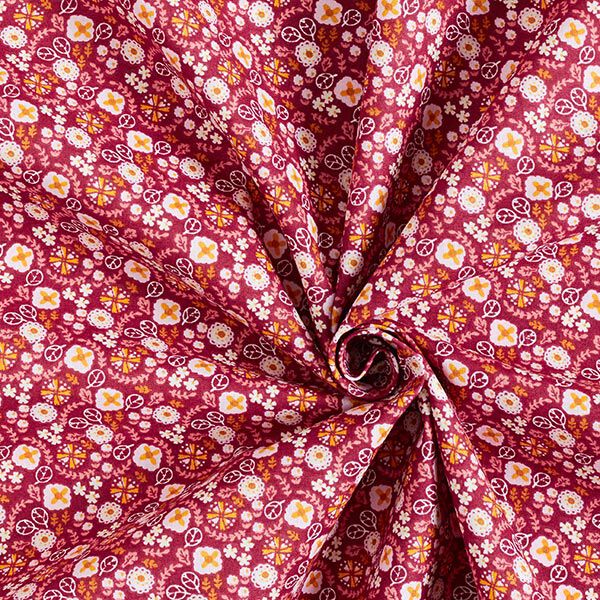 Katoenen stof Cretonne Kleine bloesems – framboos/roos, image number 3