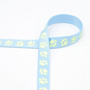 Reflecterende geweven tape Hondenriem Pootjes [20 mm] – lichtblauw, 