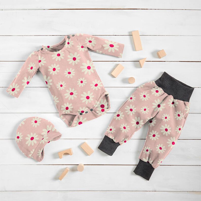 Katoenmix Jersey Bloemetjes – roos, image number 7