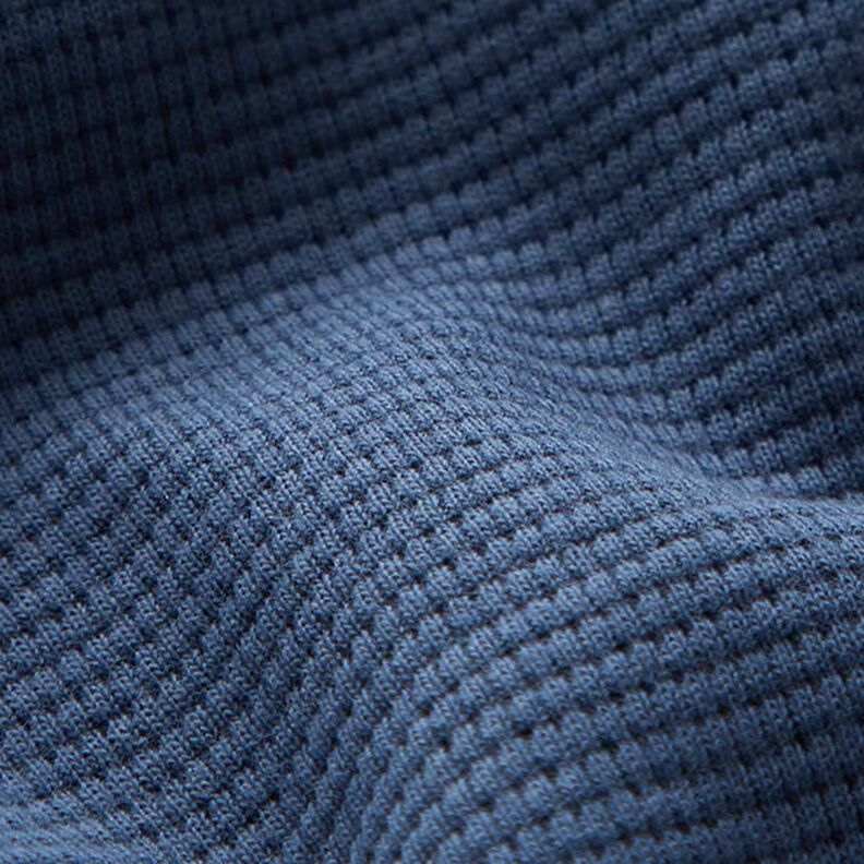 Mini Katoenen wafel jersey effen – jeansblauw,  image number 3