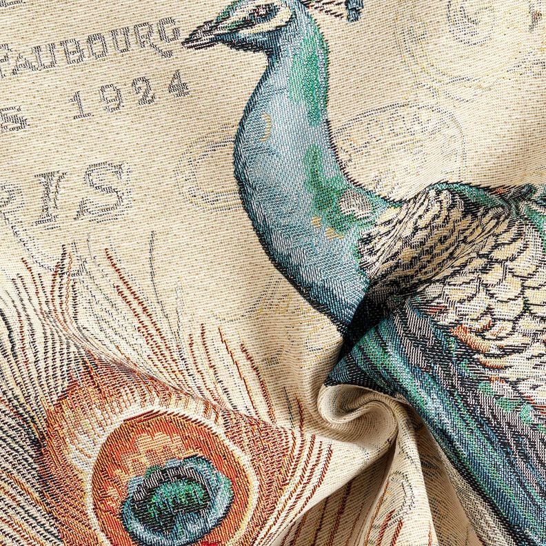 Decopaneel Gobelin Pauw &ndash; lichtbeige/blauw,  image number 3