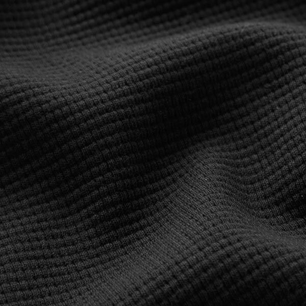 Mini Katoenen wafel jersey effen – zwart, image number 3