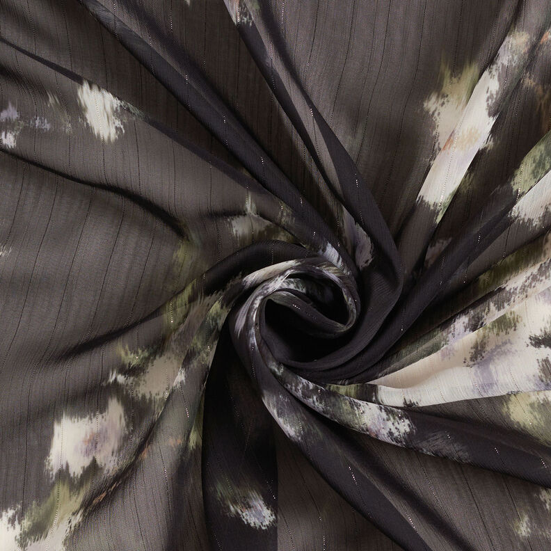 Chiffon glinsterende naaldstrepen in batik-look – zwart/wit,  image number 4