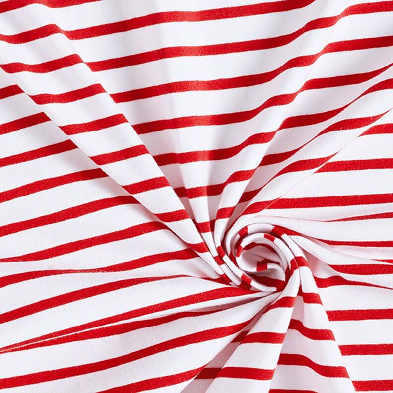 Katoenjersey smalle en brede strepen – wit/rood,  image number 3