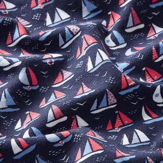 Katoenjersey Zeilboten – marineblauw, 
