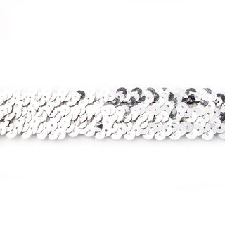 Elastische paillettenboord [30 mm] – zilver metallic, 