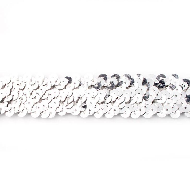 Elastische paillettenboord [30 mm] – zilver metallic,  image number 1