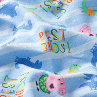 Katoenjersey Licentiestof Peppa en George Best Buds  | ABC Ltd. – lichtblauw/babyblauw, 