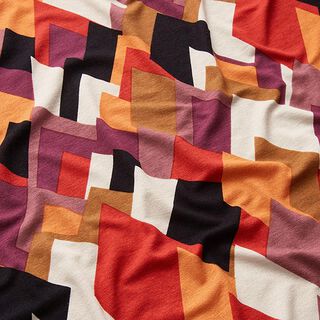 Viscosejersey kleurrijke ruiten – lichtbeige, 