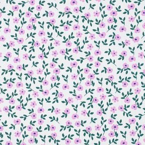 GOTS Katoenpopeline Losse bloemen | Poppy Fabrics – wit/roze, 