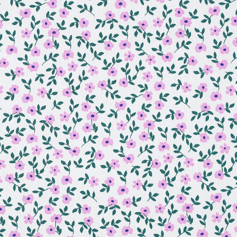 GOTS Katoenpopeline Losse bloemen | Poppy Fabrics – wit/roze, image number 1