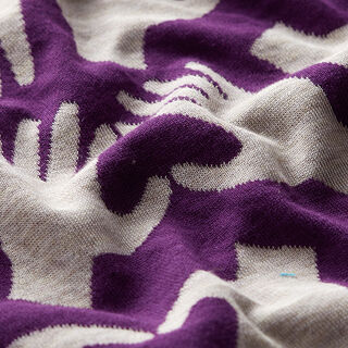 GOTS breijacquard LOVE LETTERS Hand on Heard | Hamburger Liebe | albstof – lila/wit, 