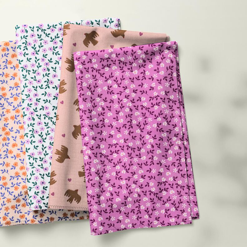 GOTS Katoenpopeline Losse bloemen | Poppy Fabrics – natuur/perzik sinaasappel, image number 6