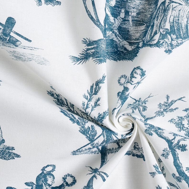 Decostof Half panama blije dansers 280 cm – oceaanblauw/wit,  image number 3