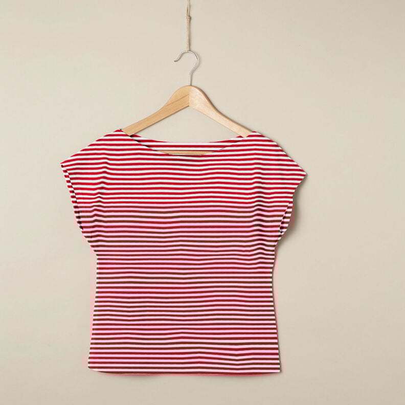 Katoenjersey smalle strepen – rood/wit,  image number 6