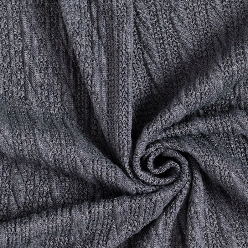 Tricot Cloqué Kabelsteekpatroon – nachtblauw, image number 3