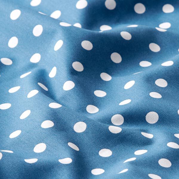 Katoenpopeline Grote stippen – jeansblauw/wit,  image number 2