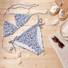 Badpakstof Bloemen en palmbladeren – wit/indigo,  thumbnail number 6