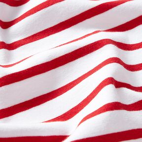 Katoenjersey smalle en brede strepen – wit/rood, 
