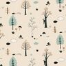 GOTS Katoenen stof Cretonne Vogels in het bos – natuur/eucalyptus,  thumbnail number 1