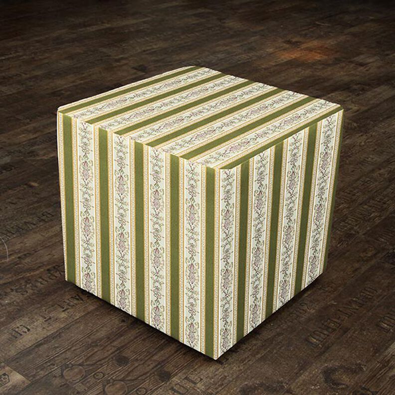 Meubelstof jacquard Biedermeier strepen – creme/olijf,  image number 6