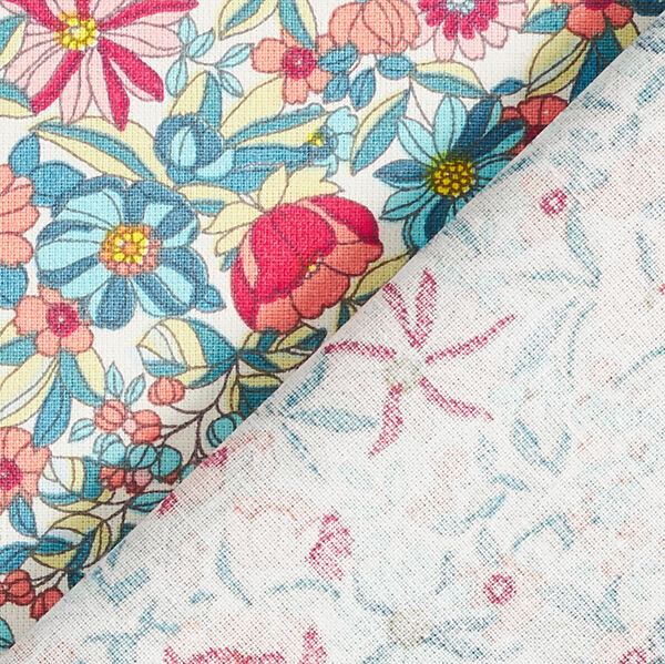 Katoenen stof Cretonne Bloemen – roze, image number 4