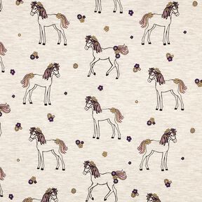 Katoenjersey Glitter bloemenpaard | Poppy Fabrics – natuur/goud, 