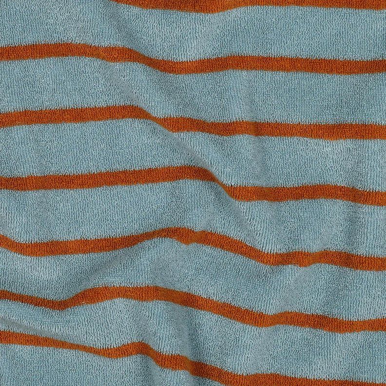 Badstof jersey Strepen | Poppy Fabrics – duifblauw/koper,  image number 2