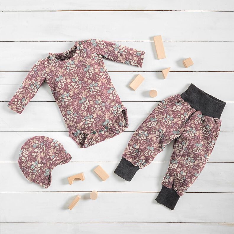 Katoenflanel Herfstbloemenweide – pruimen,  image number 5