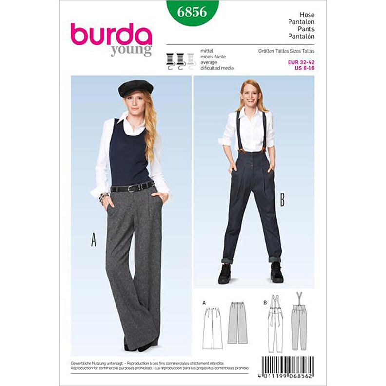 Broek met bandplooi / Marlene-broek, Burda 6856,  image number 1