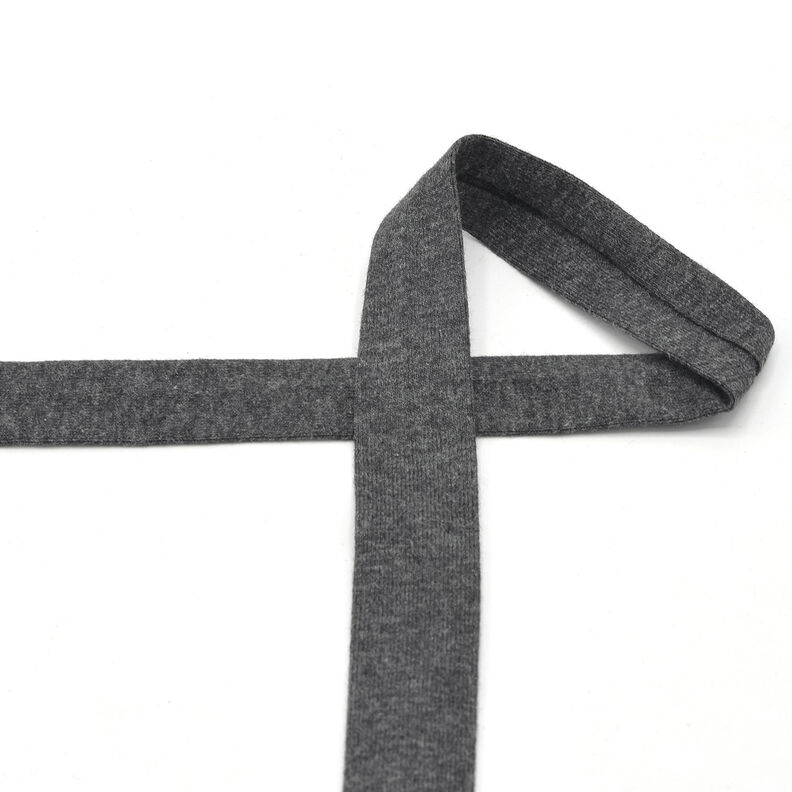 Biasband Katoenjersey Mix [20 mm] – anthraciet,  image number 2