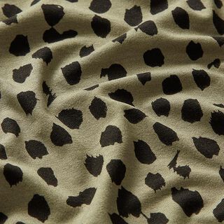 Viscosejersey luipaardstippen – kaki/zwart, 